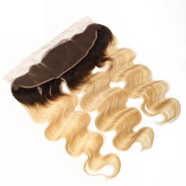 Color 1B/613 Ombre Mixed Color Brazilian Hair 13inch by 4inch Ear To Ear Lace Frontal Closure supplier