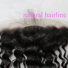 Peruvian 13x4 Lace Closure , Loose Wave Frontal Closure Natural #1b Color Bleached Knots supplier