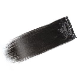 Color #1 Black Hair Clip In Human Hair Thick 7 Pieces 14 Clips Brazilian Human Hair Extension supplier