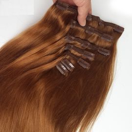 Full Cuticles Brazilian Peruvian Virgin Human Hair Machine Weft Clip In Hair Extension Brown Color supplier