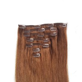 Full Cuticles Brazilian Peruvian Virgin Human Hair Machine Weft Clip In Hair Extension Brown Color supplier