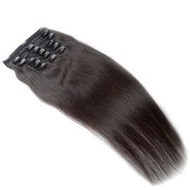 Natural Black Color Remy Clip In Hair Extensions 100% Virgin Hair With 6 Pieces supplier