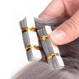 Brazilian Virgin Glue PU Tape Hair Extensions For Thin Hair , Grey Color supplier