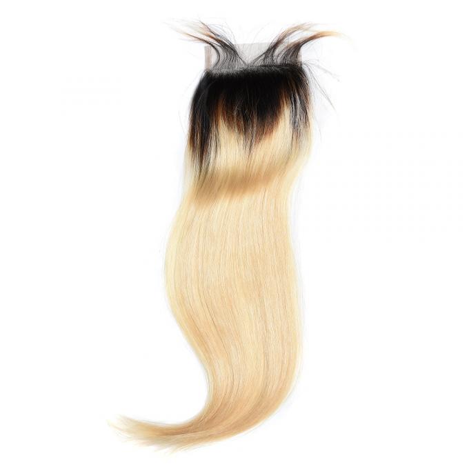 4x4 Brazilian Hair Lace Closure Straight 1b/613 Color 9a Grade 100% Pure Human Hair