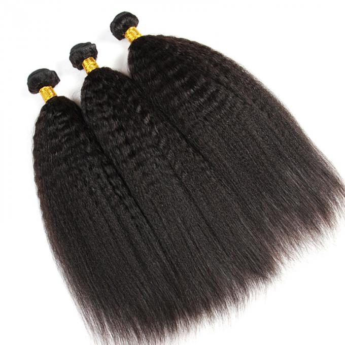 Afro Kinky Straight Malaysian Hair Extensions Bundles 8A Grade No Fiber No Synthetic