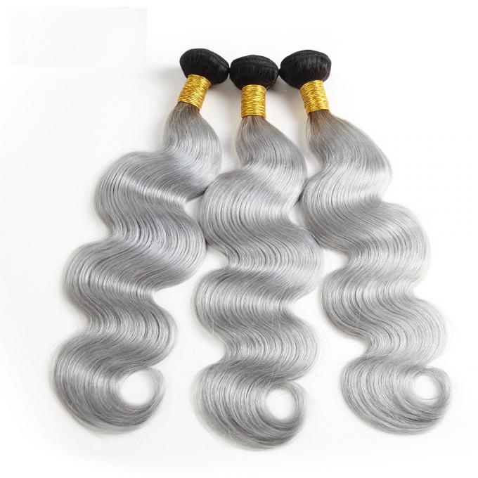 1B Grey Ombre Hair Weave Brazilian Ombre Curly Weave No Chemical