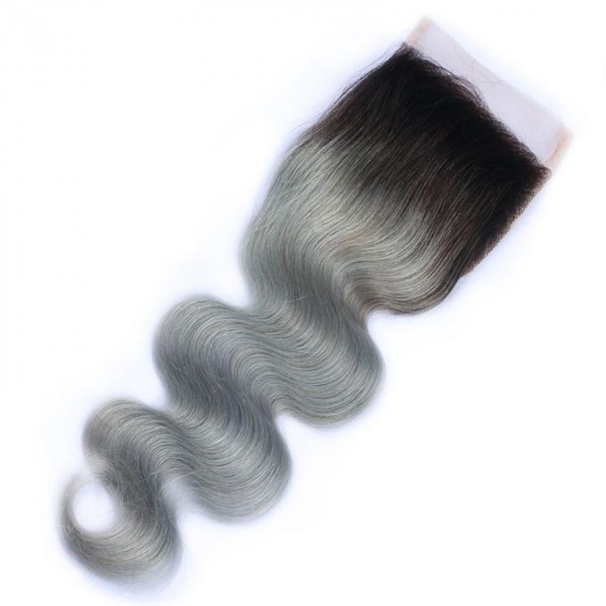 1b Grey Body Wave 4x4 Lace Closure No Sheddding Curly Hair Lace Closure