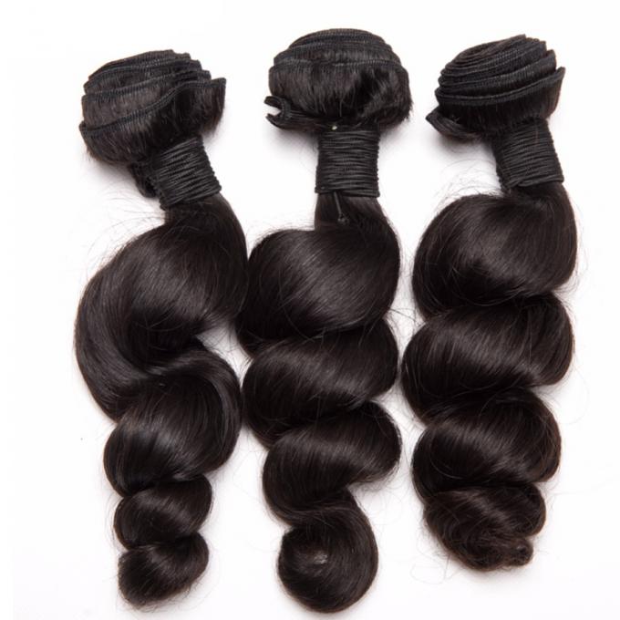 Loose Wave Curly Human Hair Weave Bundles Silk Soft With Thick Full Ends