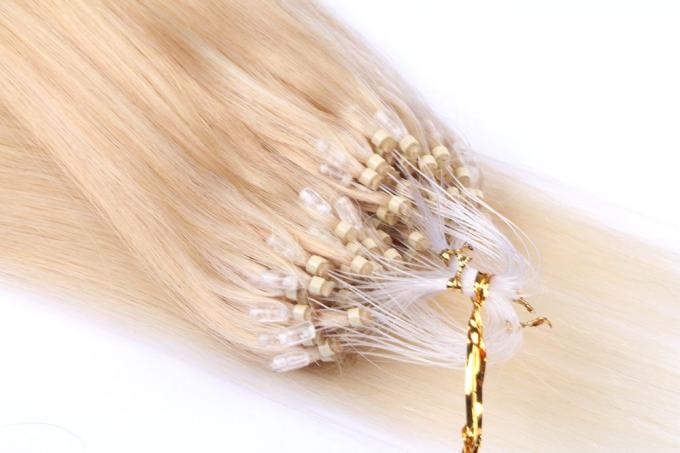 Micro Ring Loop Brazilian Clip In Weave Human Hair Blonde 613 Color Silky Straight