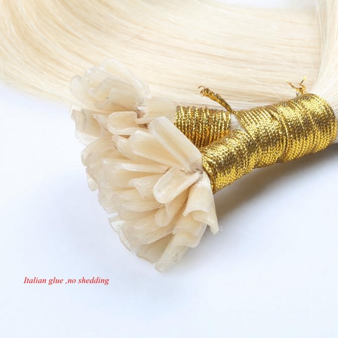 Straight Nail Clip In Hair Extensions , Curly Nail Tip Hair Extensions